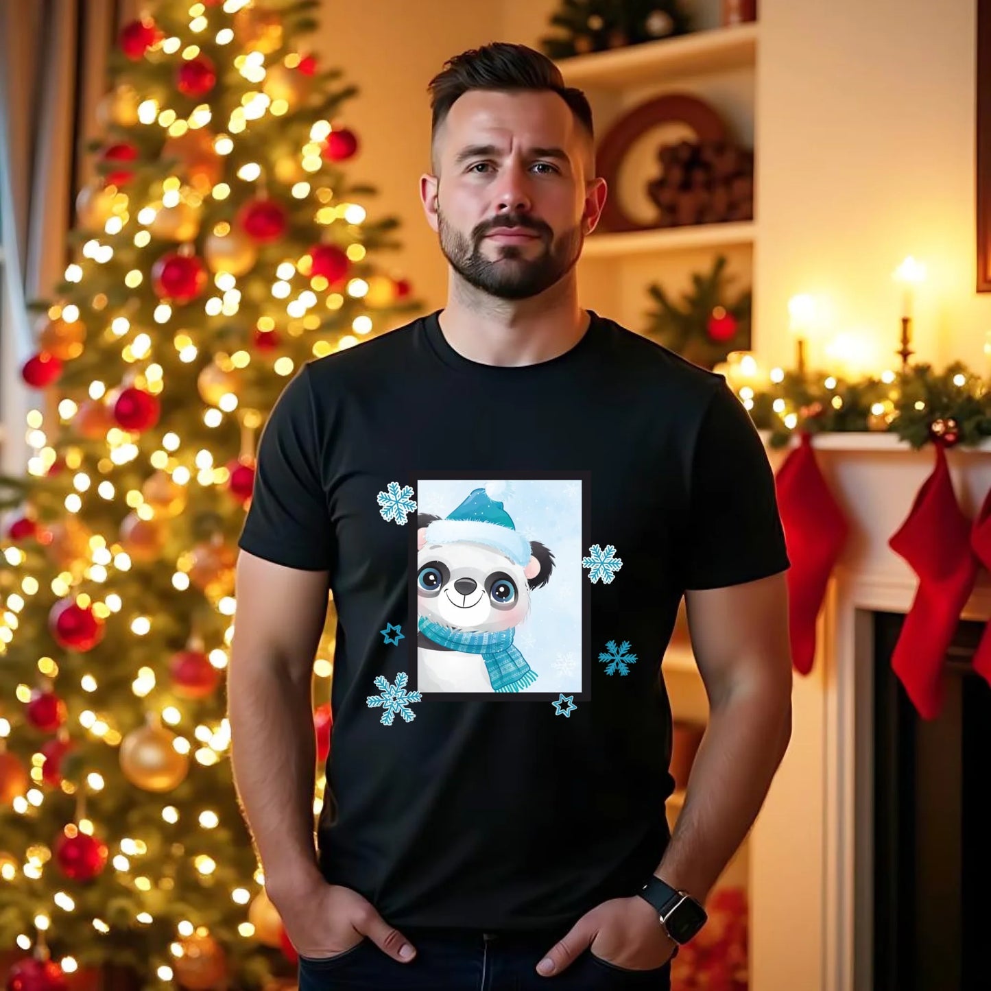 Zimowy Miś | Świąteczna koszulka męska na Boże Narodzenie BN16 - StoryCups.pl