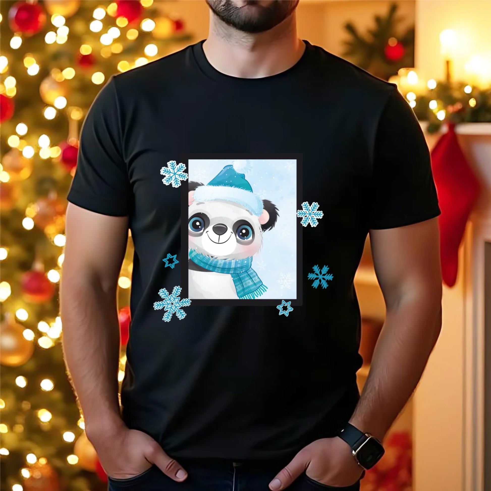 Zimowy Miś | Świąteczna koszulka męska na Boże Narodzenie BN16 - StoryCups.pl