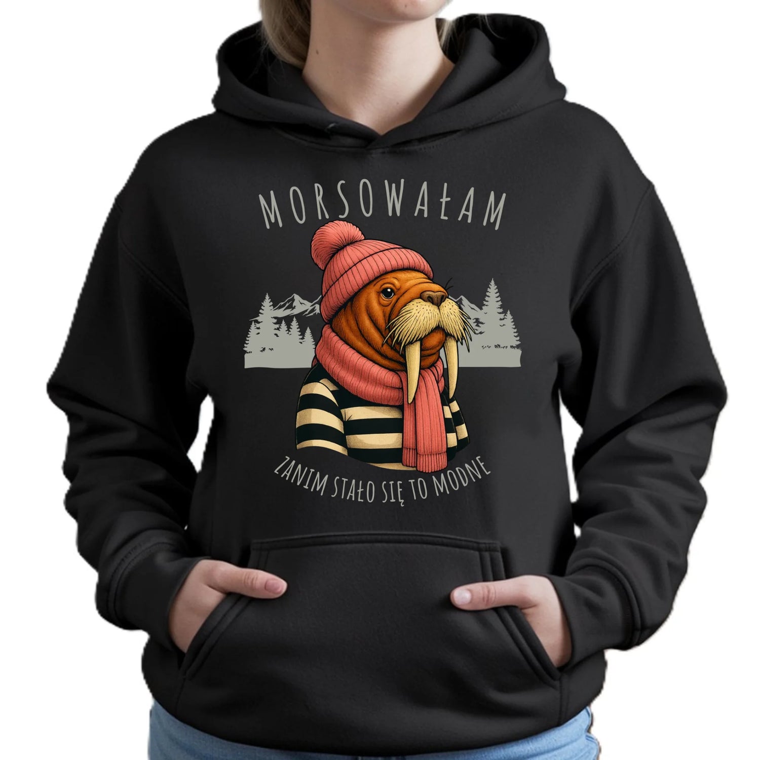Bluza damska z kapturem - prezent dla morsa - Morsowałam zanim stało się to modne - Mors HM21 - StoryCups.pl