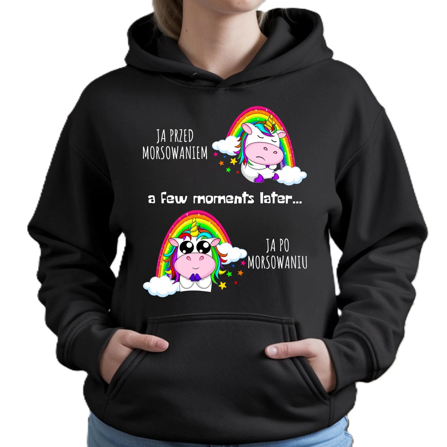 Bluza damska z kapturem - prezent dla morsa - Jednorożec - Ja po morsowaniu HM11 - StoryCups.pl