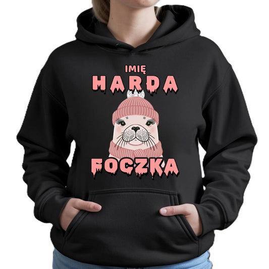 Bluza damska z kapturem - prezent dla morsa - Harda foczka - personalizowana HM05 - StoryCups.pl