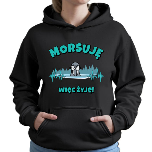 Bluza damska z kapturem - prezent dla morsa - Morsuję więc żyję - Mors HM02 - StoryCups.pl
