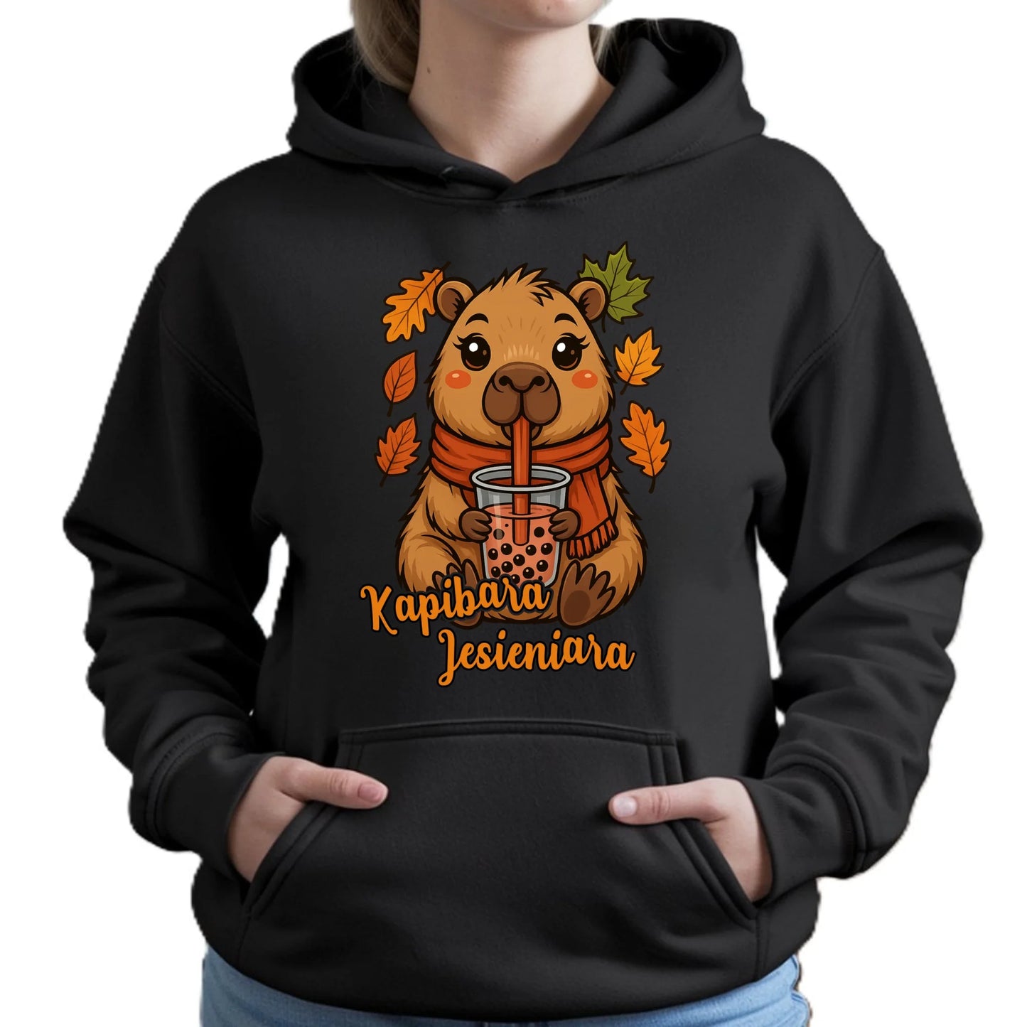 Bluza damska z kapturem jesienna - Kapibara Jesieniara JS19 - StoryCups.pl