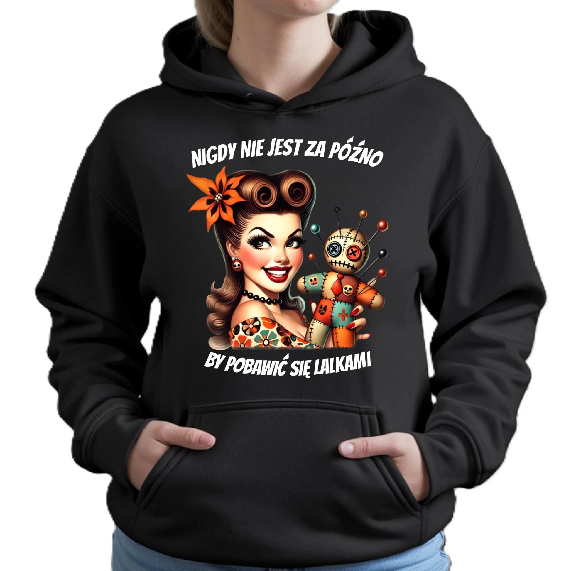 Bluza damska z kapturem - Laleczka Voodoo retro DZ21 - StoryCups.pl