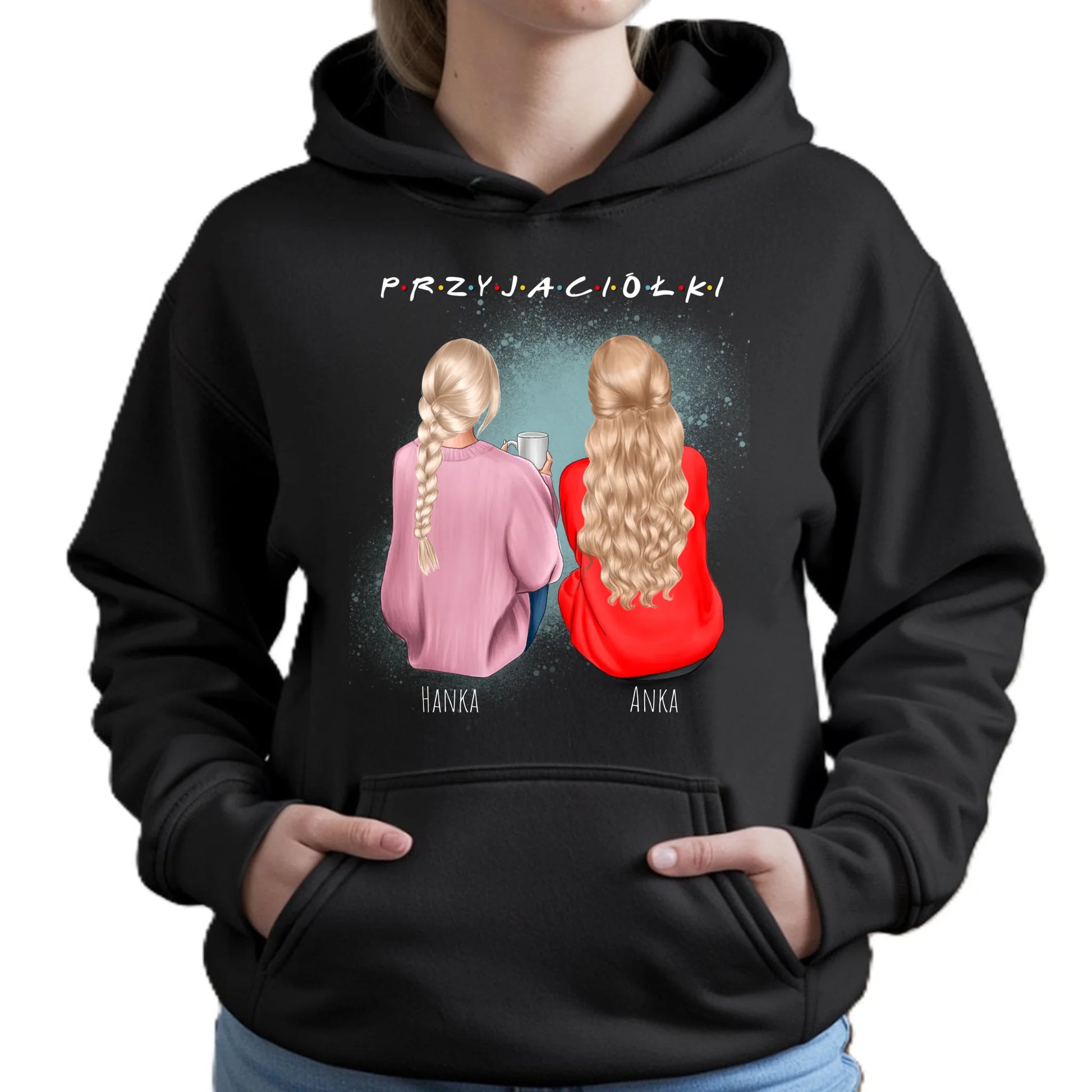 Bluza damska z kapturem - prezent dla przyjaciółki - personalizowane postacie 2-4 osoby PR02 - StoryCups.pl