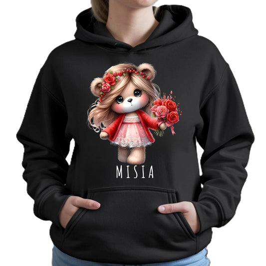 Bluza damska z kapturem - prezent dla dziewczyny - Urocza Misia W35