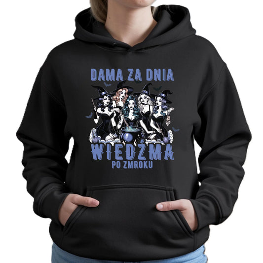 Bluza damska z kapturem - Dama za dnia wiedźma po zmroku HL16