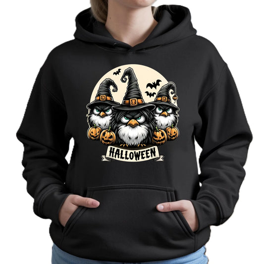 Bluza damska z kapturem na Halloween - Upiorne sowy wiedźmy HL15 - StoryCups.pl