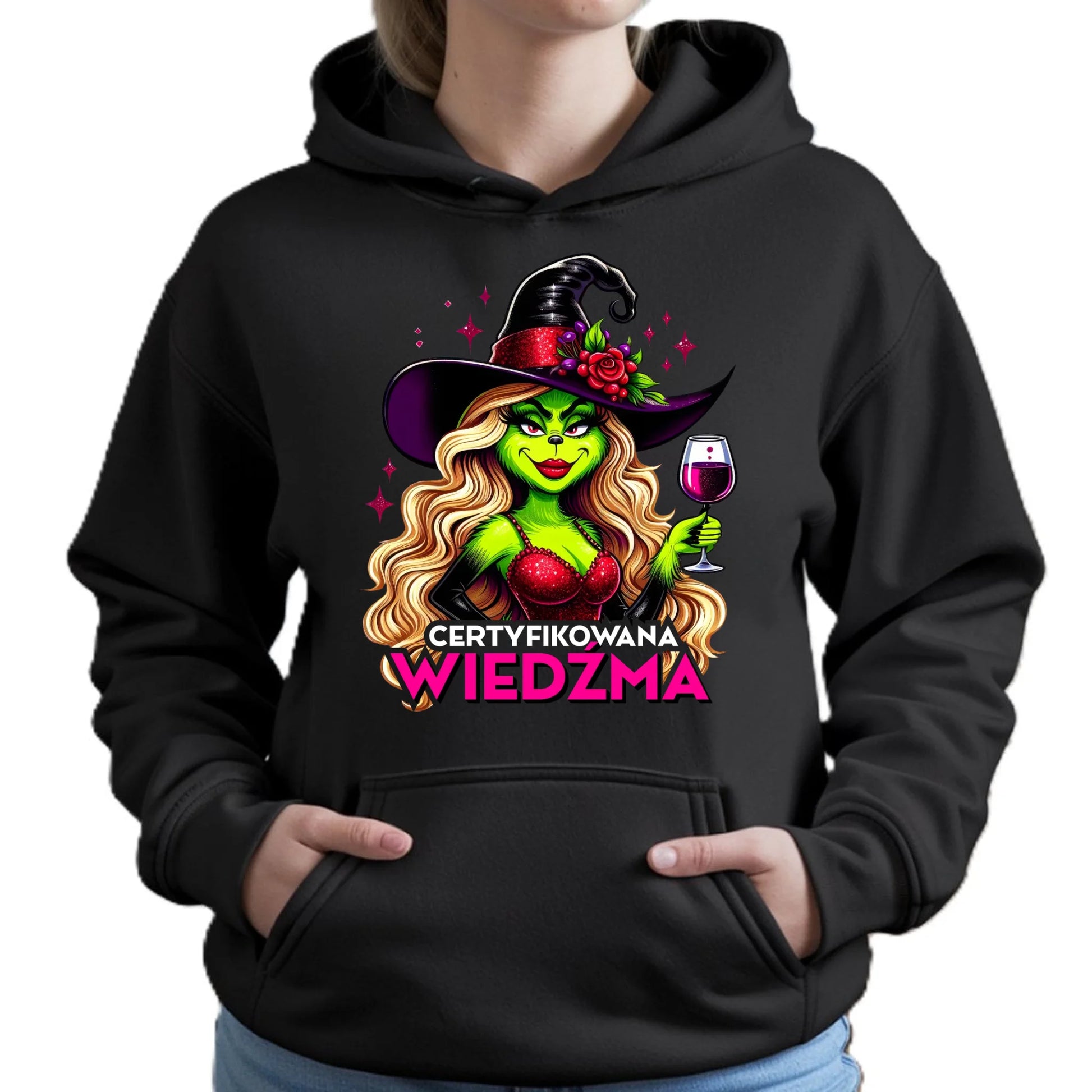 Bluza damska z kapturem - Certyfikowana wiedźma - śmieszna HL13 - StoryCups.pl