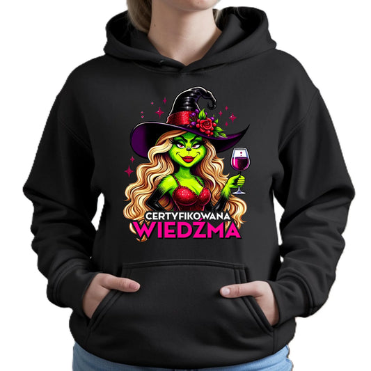 Bluza damska z kapturem - Certyfikowana wiedźma - śmieszna HL13