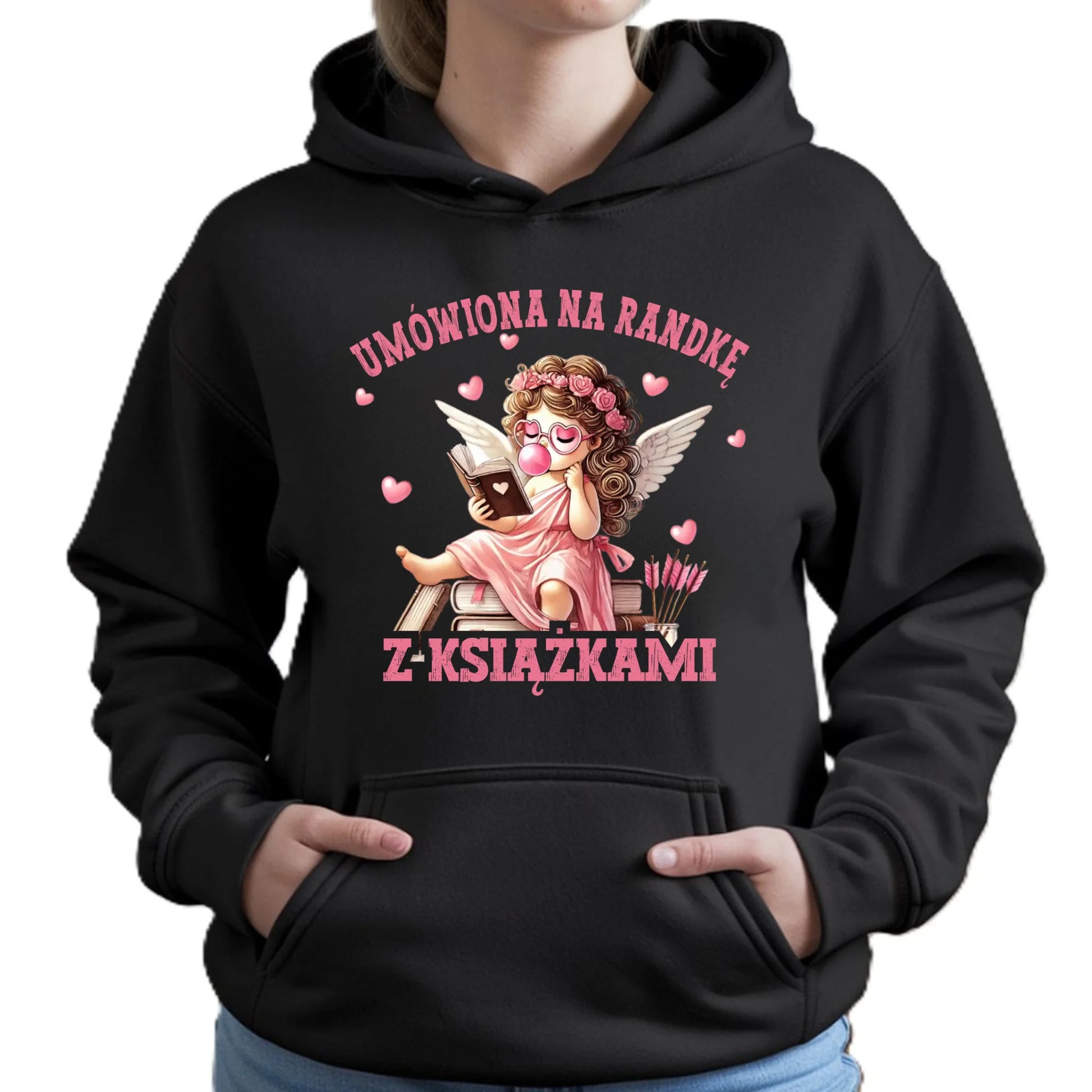 Bluza damska z kapturem dla czytelniczki – Umówiona na randkę W19 - StoryCups.pl