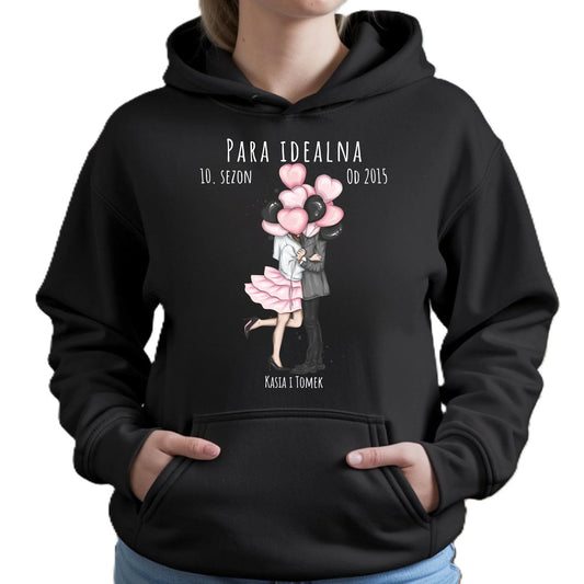 Bluza damska z kapturem dla par - prezent na rocznicę - Para idealna - personalizowana W11