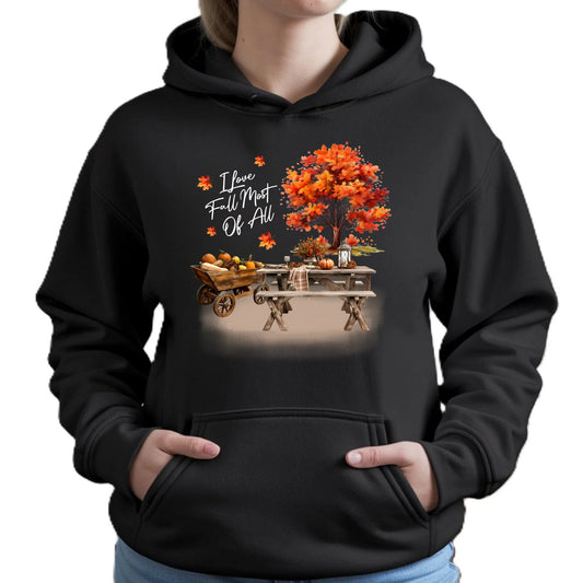 Bluza damska z kapturem jesieniara - Jesienny piknik z dyniami JS04