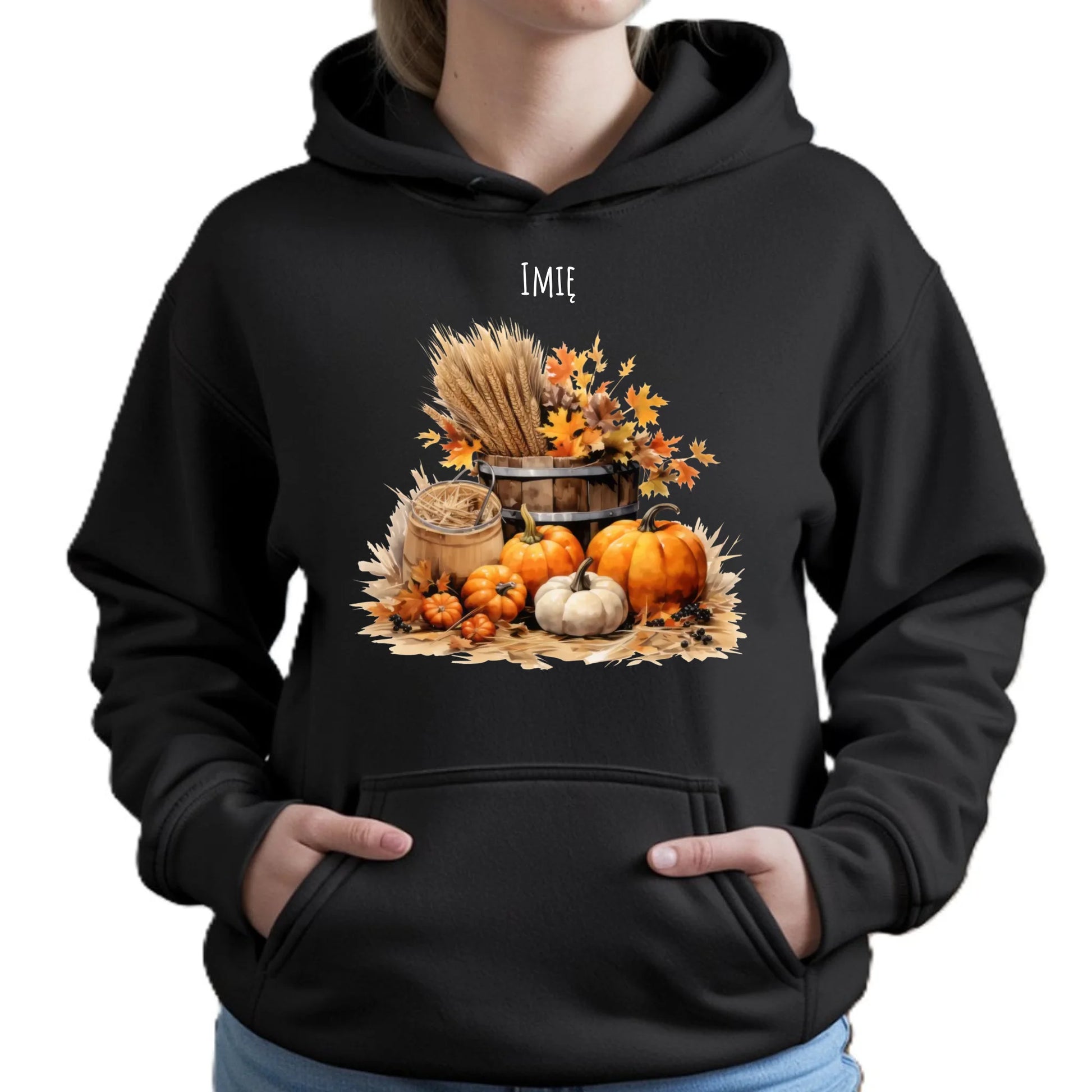 Bluza damska z kapturem jesieniara - Harvest vibes - personalizowana JS09 - StoryCups.pl