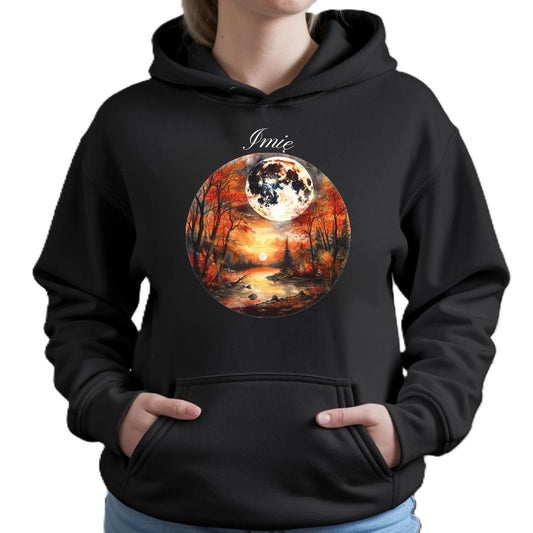 Bluza damska z kapturem jesieniara - Pełnia księżyca - personalizowana JS10 - StoryCups.pl