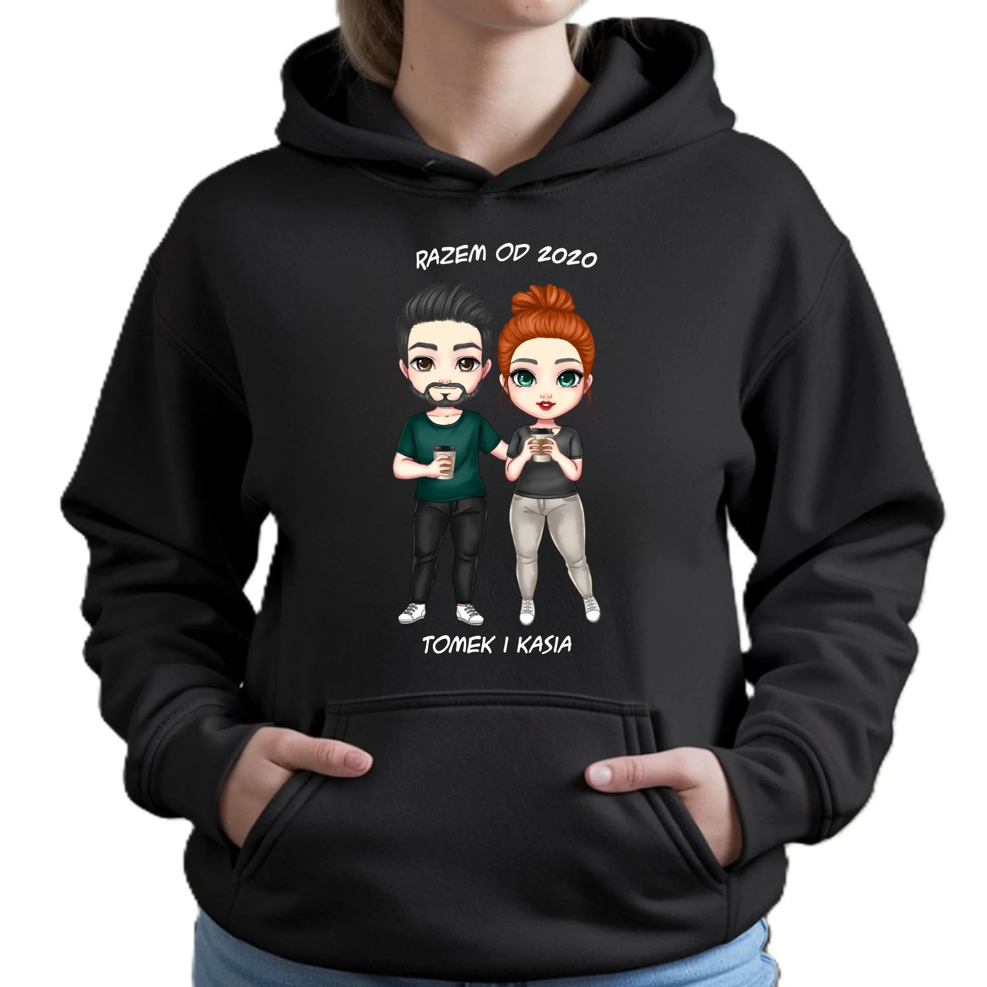 Bluza damska z kapturem dla par - prezent dla dziewczyny narzeczonej żony - personalizowana W01 - StoryCups.pl