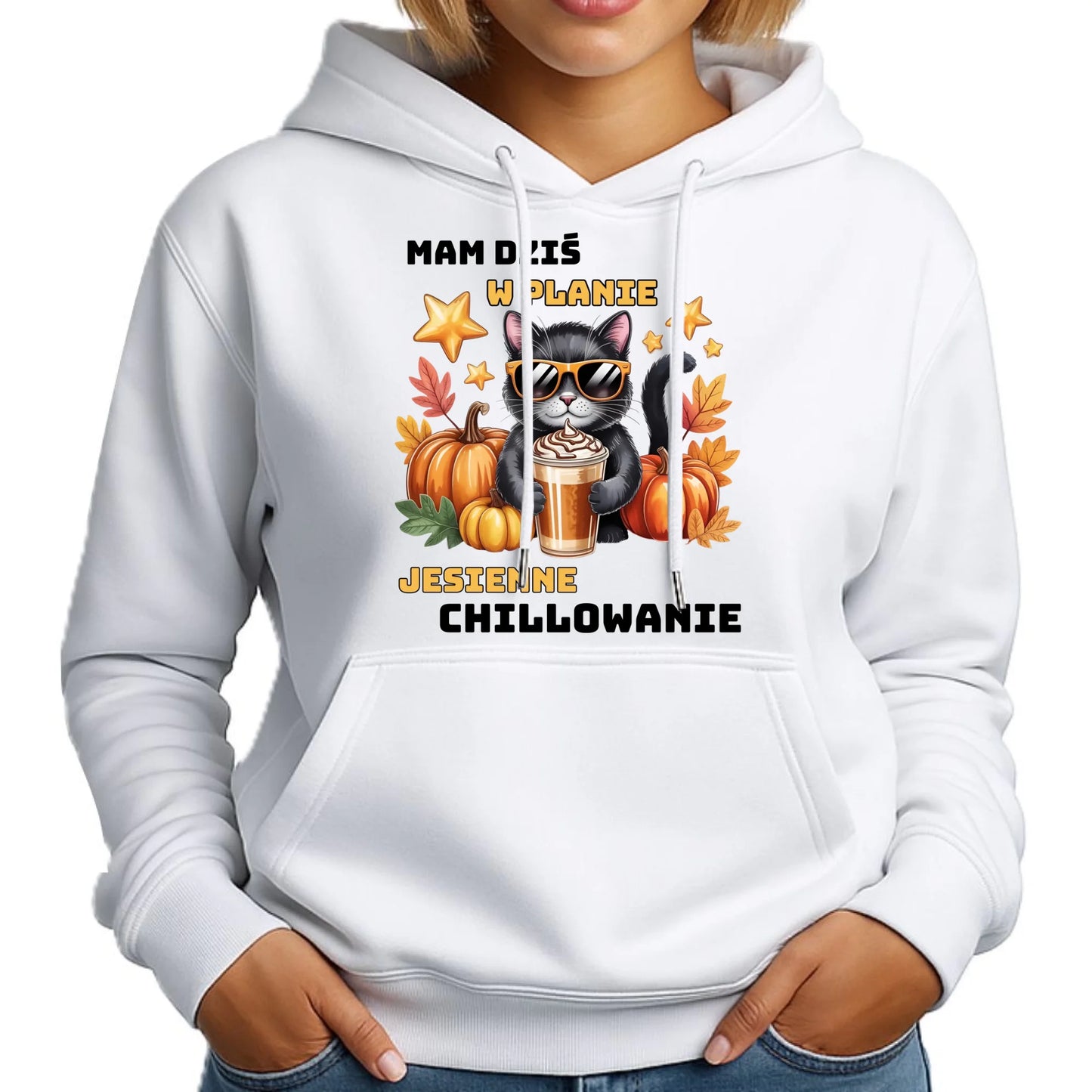 Bluza damska z kapturem jesienna - Mam dziś w planie jesienne chillowanie JS34