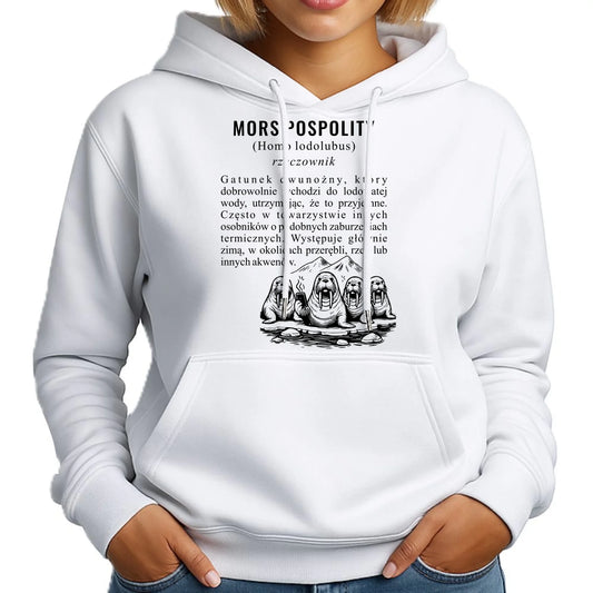 Bluza damska z kapturem - prezent dla morsa - Mors pospolity [Homo lodolubus] HM12 - StoryCups.pl