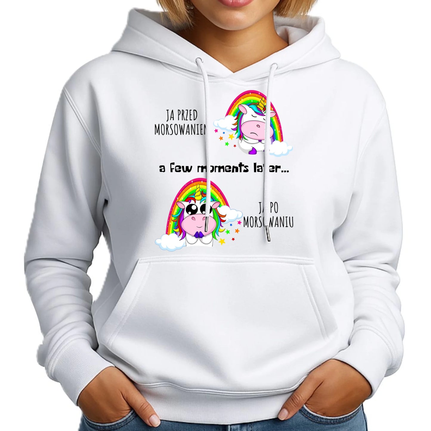 Bluza damska z kapturem - prezent dla morsa - Jednorożec - Ja po morsowaniu HM11 - StoryCups.pl