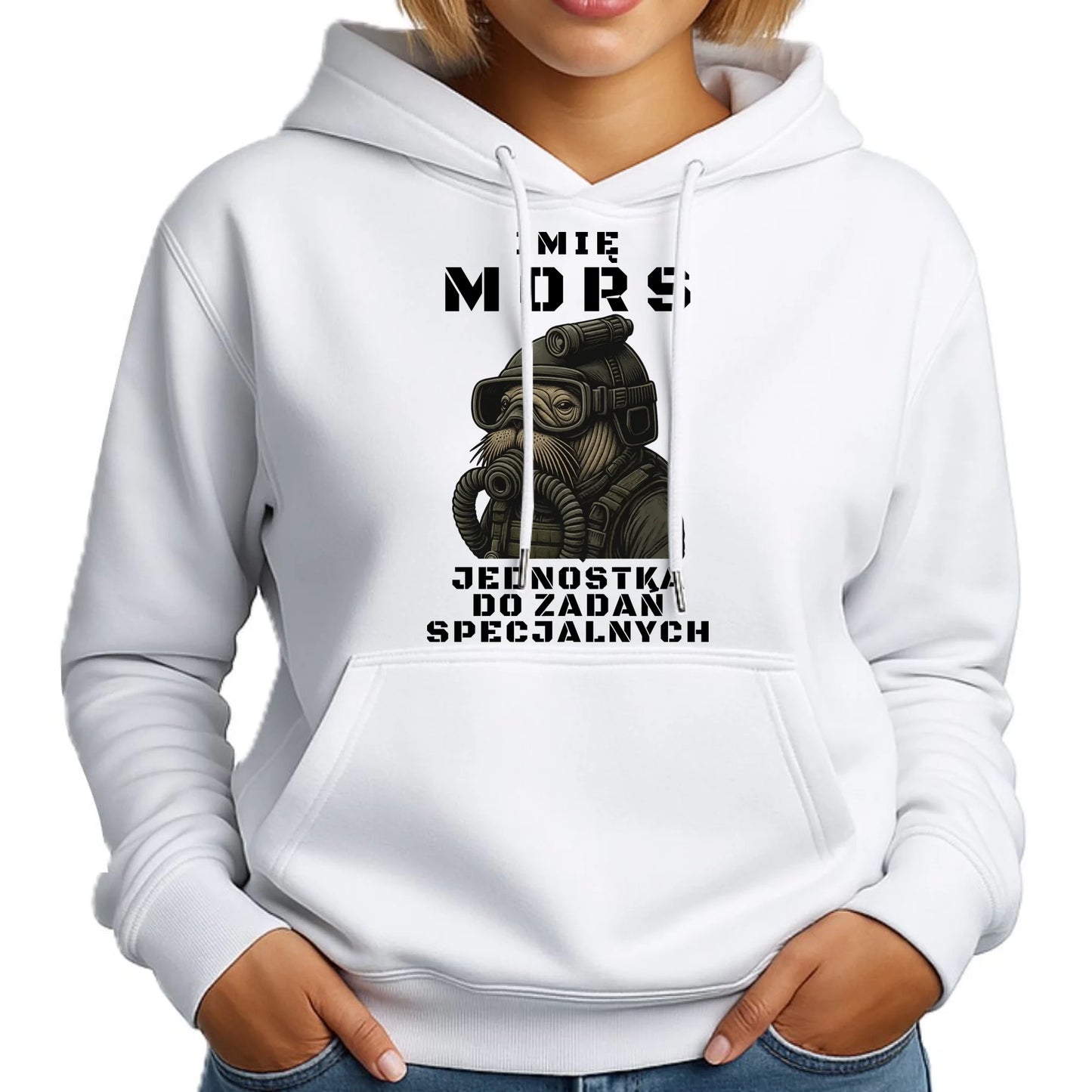 Bluza damska z kapturem - prezent dla morsa - Mors do zadań specjalnych - personalizowana HM07 - StoryCups.pl