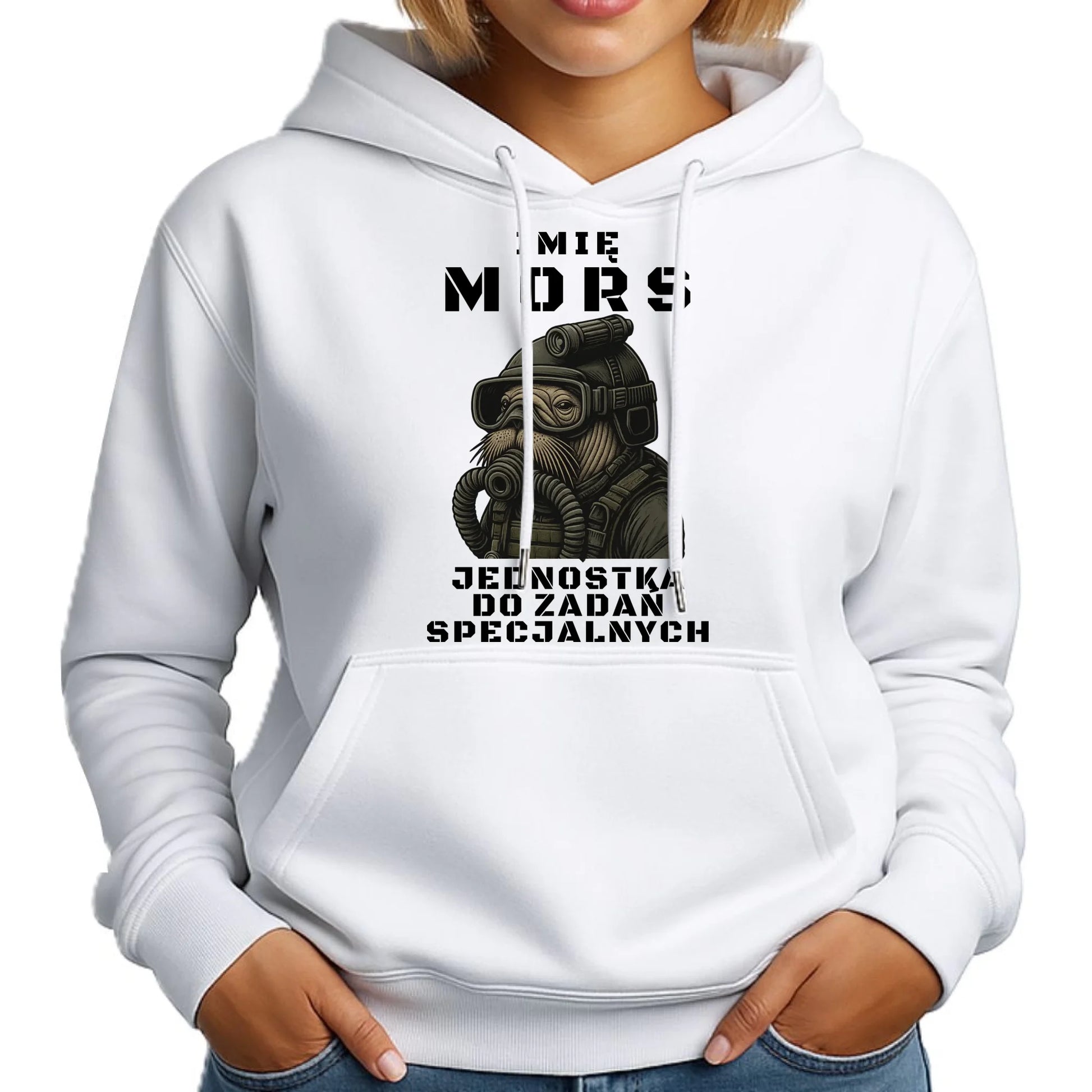 Bluza damska z kapturem - prezent dla morsa - Mors do zadań specjalnych - personalizowana HM07 - StoryCups.pl