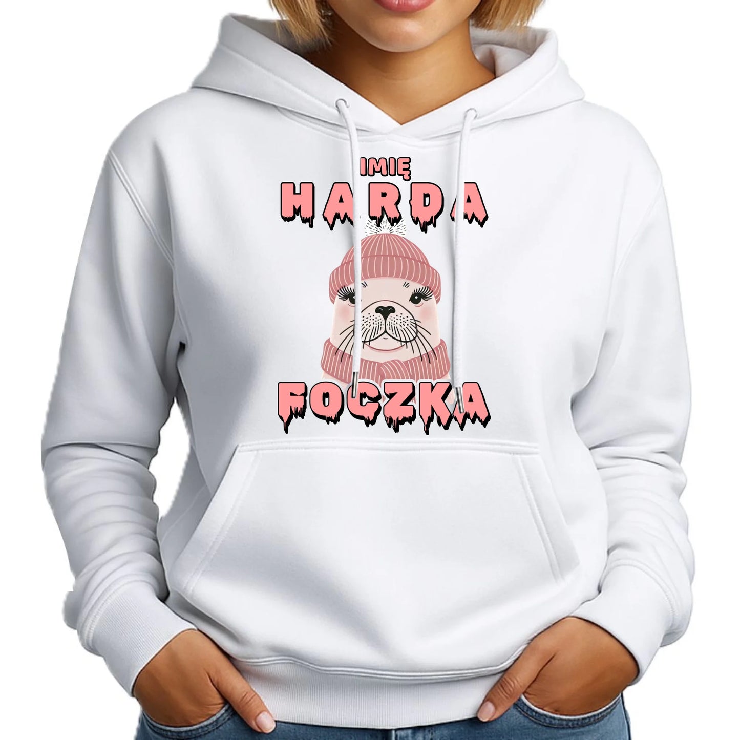 Bluza damska z kapturem - prezent dla morsa - Harda foczka - personalizowana HM05 - StoryCups.pl