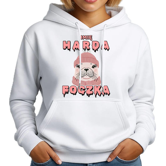 Bluza damska z kapturem - prezent dla morsa - Harda foczka - personalizowana HM05 - StoryCups.pl
