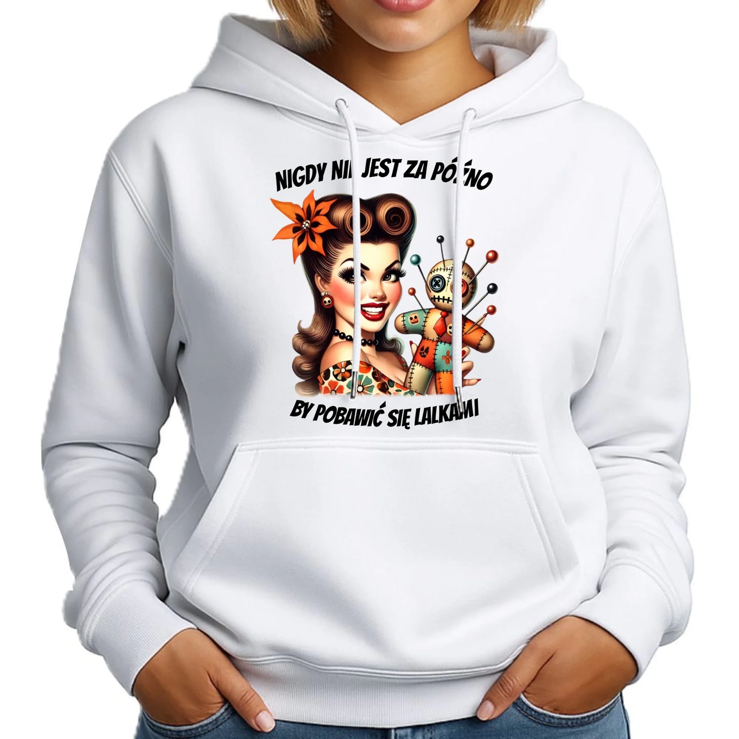 Bluza damska z kapturem - Laleczka Voodoo retro DZ21 - StoryCups.pl