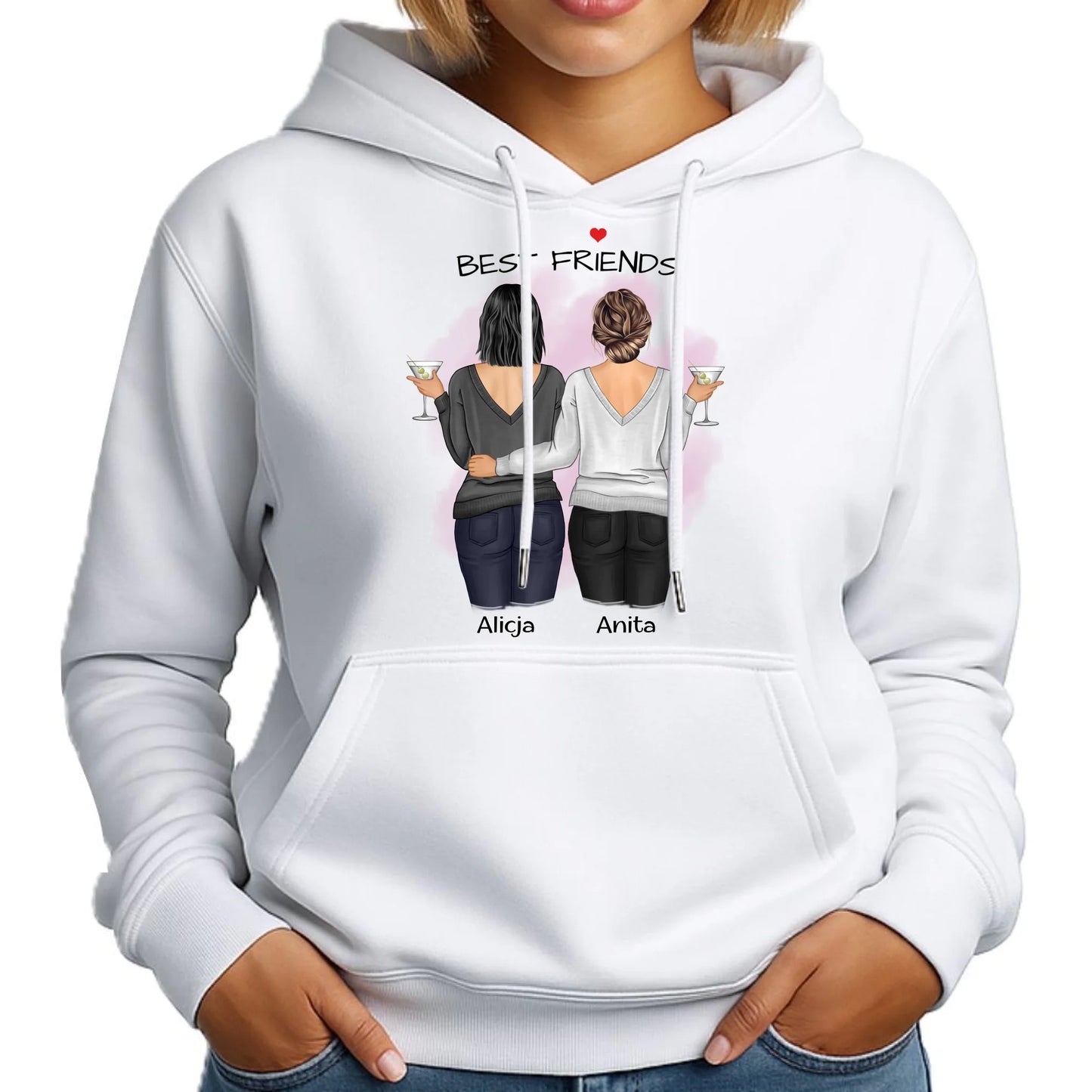 Bluza damska z kapturem - prezent dla przyjaciółki - Best Friends - personalizowane postacie 2-4 osoby PR03 - StoryCups.pl