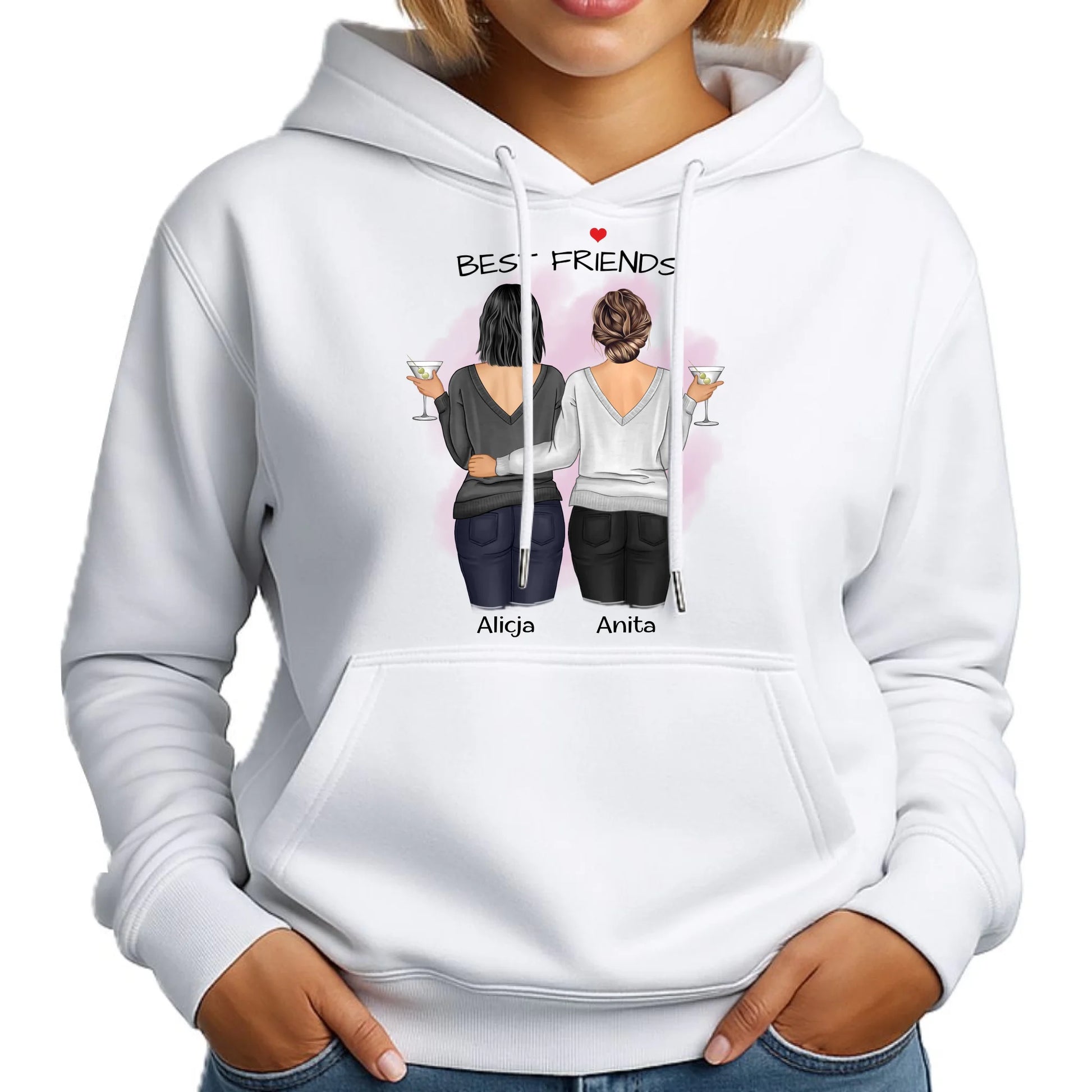 Bluza damska z kapturem - prezent dla przyjaciółki - Best Friends - personalizowane postacie 2-4 osoby PR03 - StoryCups.pl