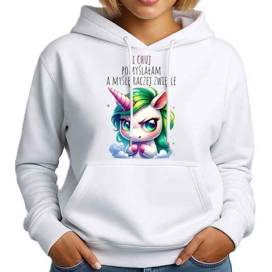 Bluza damska z kapturem - Jednorożec - I ch*j pomyślałam – bez cenzury DZ12 - StoryCups.pl
