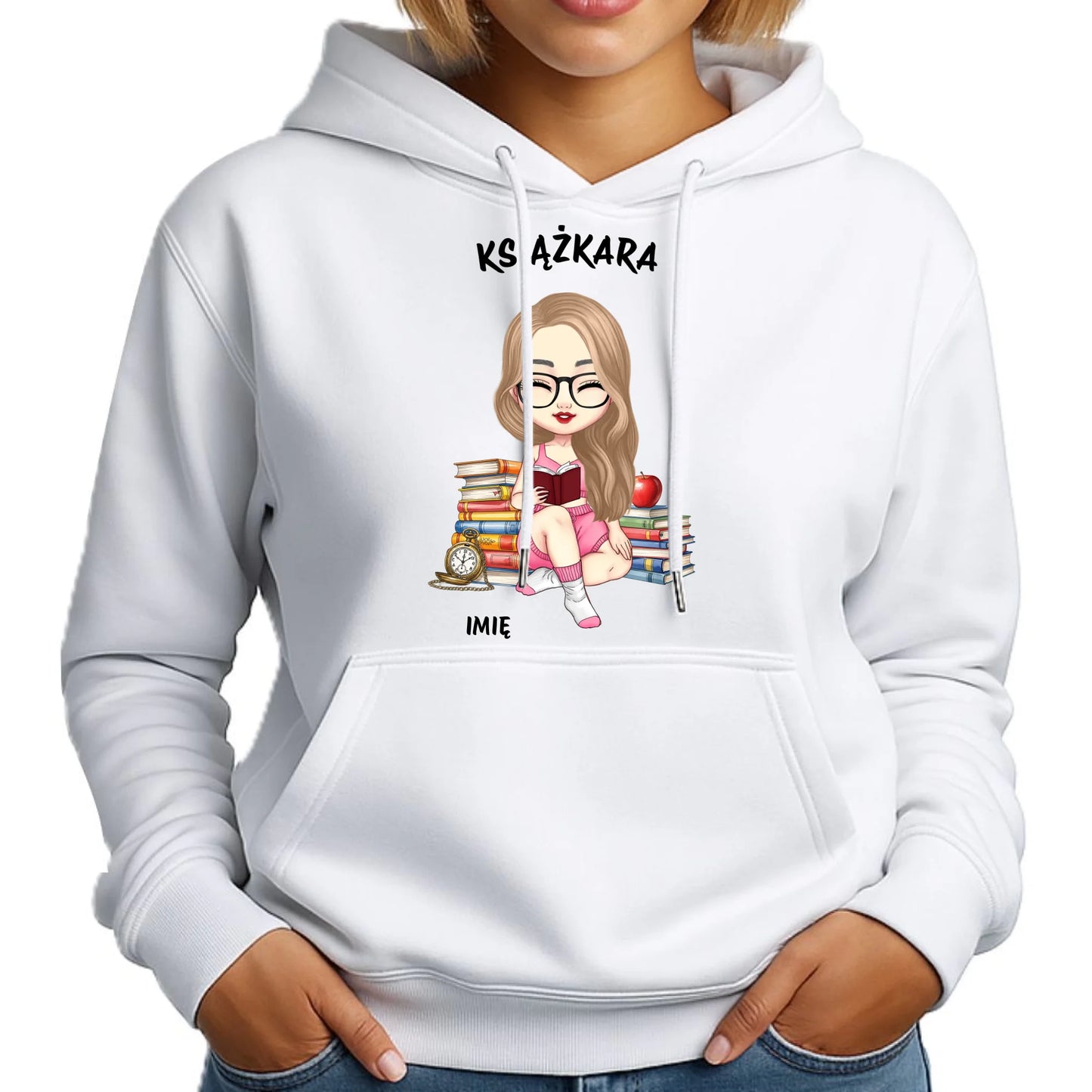 Bluza damska z kapturem - Książkara - Prezent dla miłośniczki czytania książek - personalizowana DZ04 - StoryCups.pl