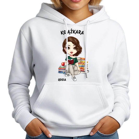 Bluza damska z kapturem - Książkara - Prezent dla miłośniczki czytania książek - personalizowana DZ03 - StoryCups.pl