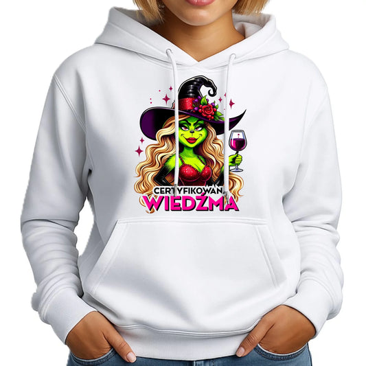 Bluza damska z kapturem - Certyfikowana wiedźma - śmieszna HL13