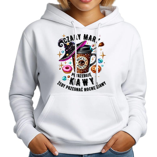 Bluza damska z kapturem na Halloween - Potrzebuję kawy HL03 - StoryCups.pl