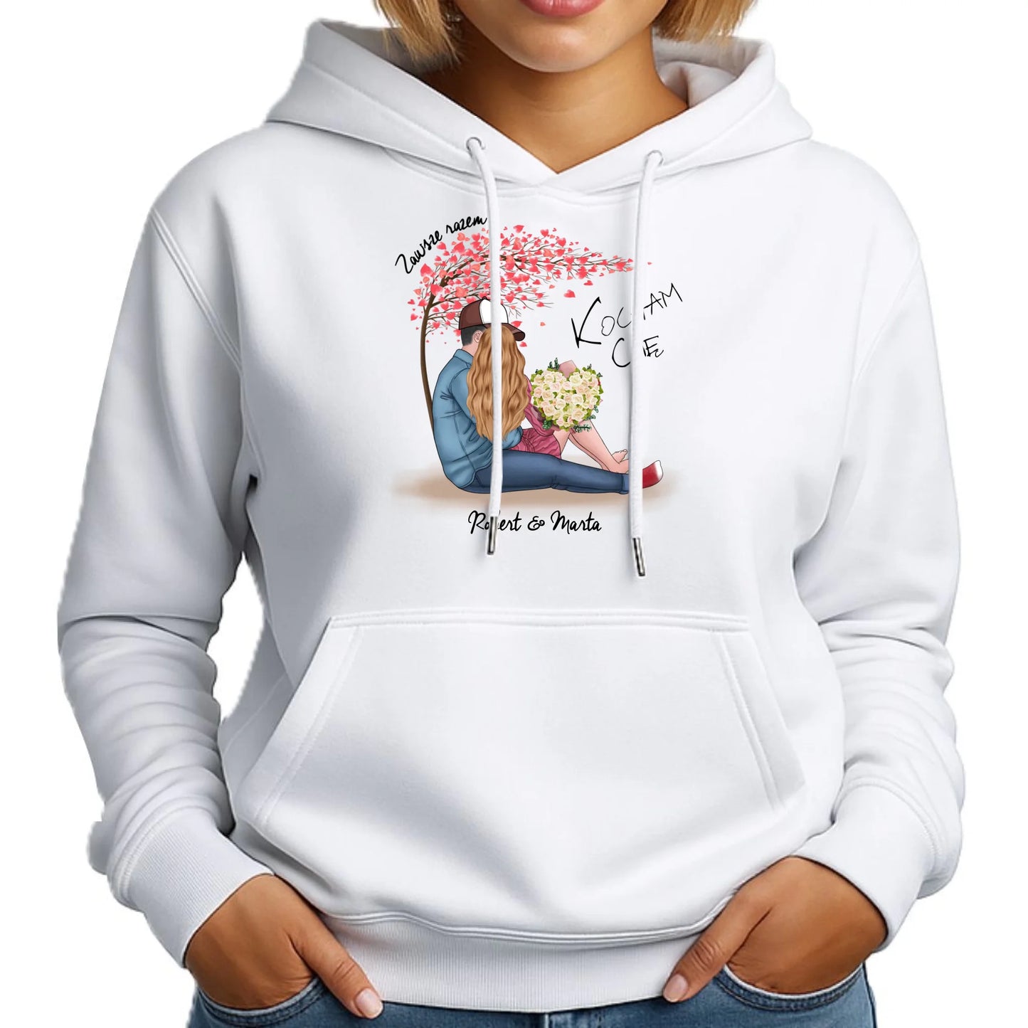 Bluza damska z kapturem dla par - prezent dla dziewczyny narzeczonej żony - Zawsze razem - personalizowana W04 - StoryCups.pl