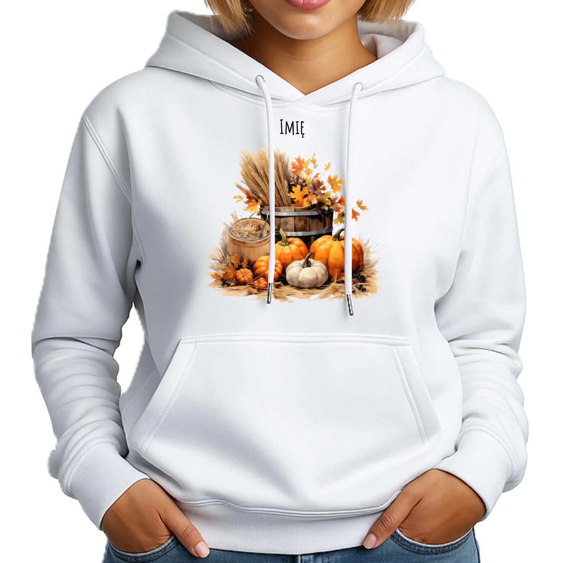 Bluza damska z kapturem jesieniara - Harvest vibes - personalizowana JS09 - StoryCups.pl
