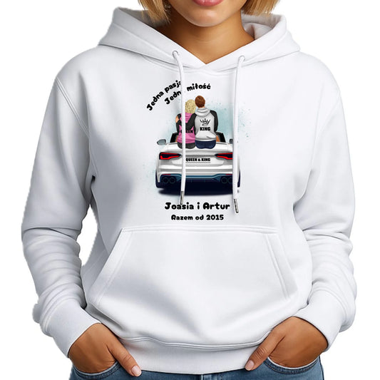 Bluza damska z kapturem dla par - personalizowany prezent dla dziewczyny - Jedna miłość W06