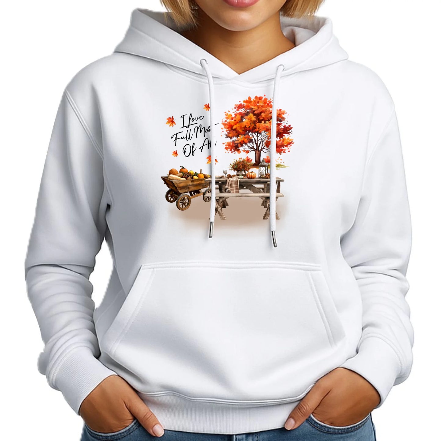 Bluza damska z kapturem jesieniara - Jesienny piknik z dyniami JS04 - StoryCups.pl