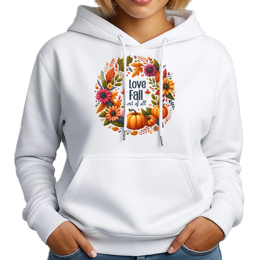 Bluza damska z kapturem jesienna - Kocham jesień - dynia z liśćmi JS03