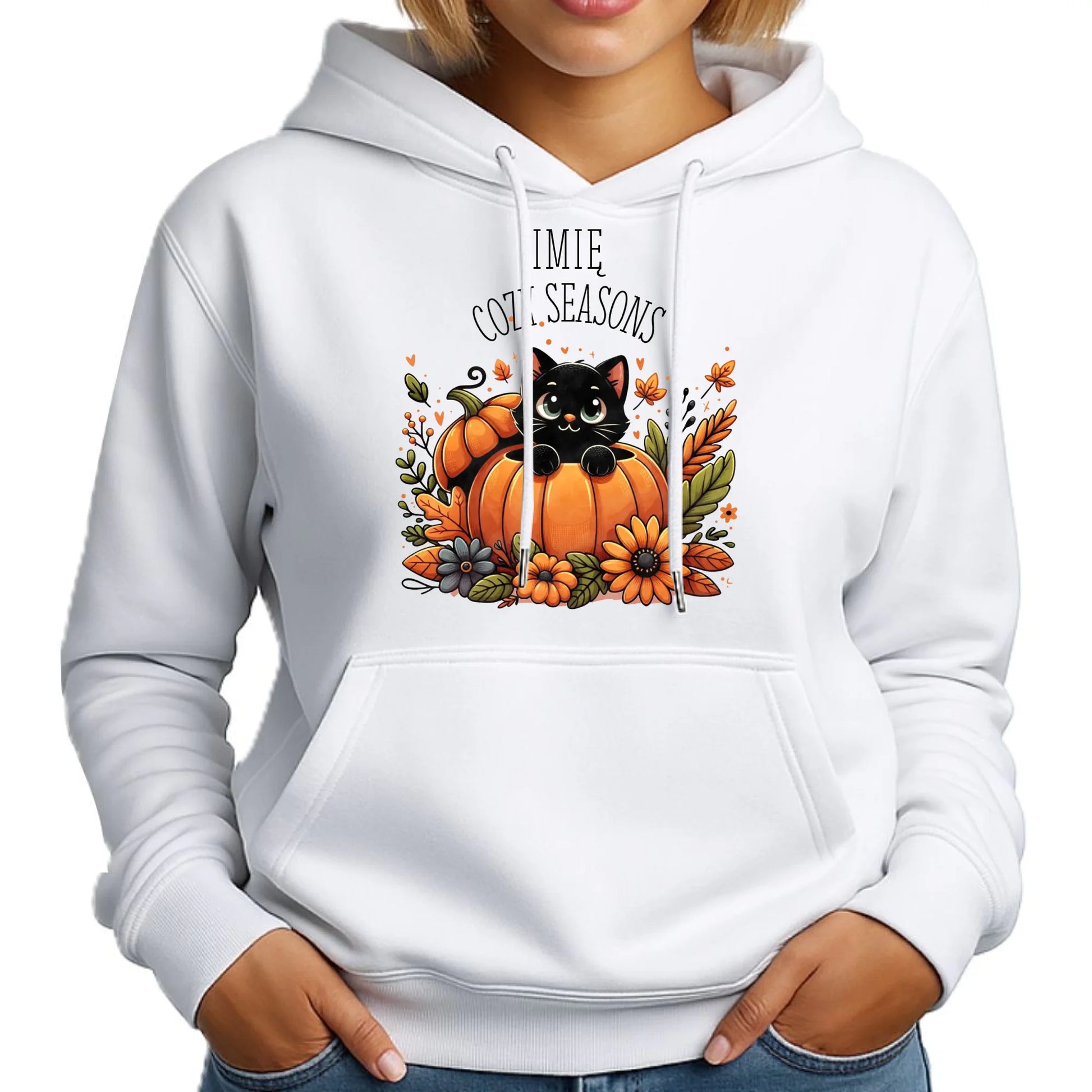 Bluza damska z kapturem jesieniara - Cozy Seasons - personalizowana JS01 - StoryCups.pl