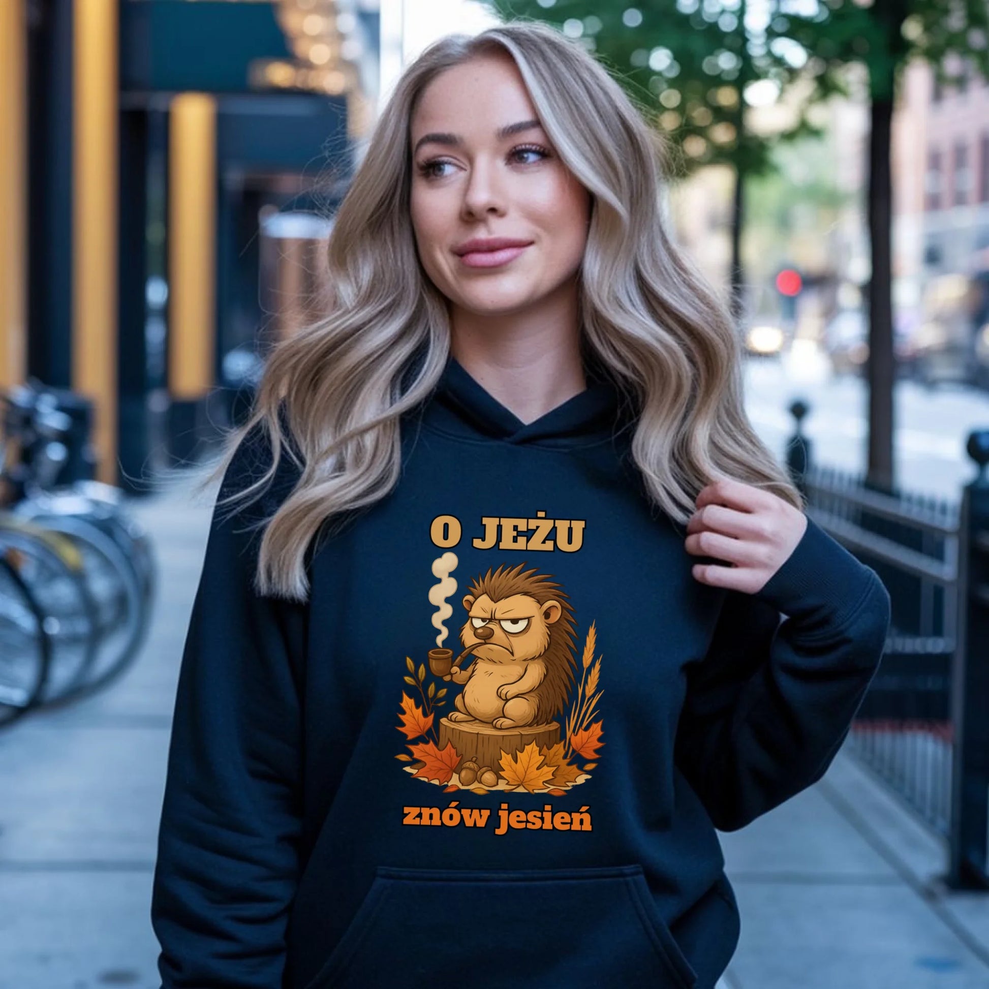 Bluza damska z kapturem jesienna - O jeżu znów jesień JS20 - StoryCups.pl