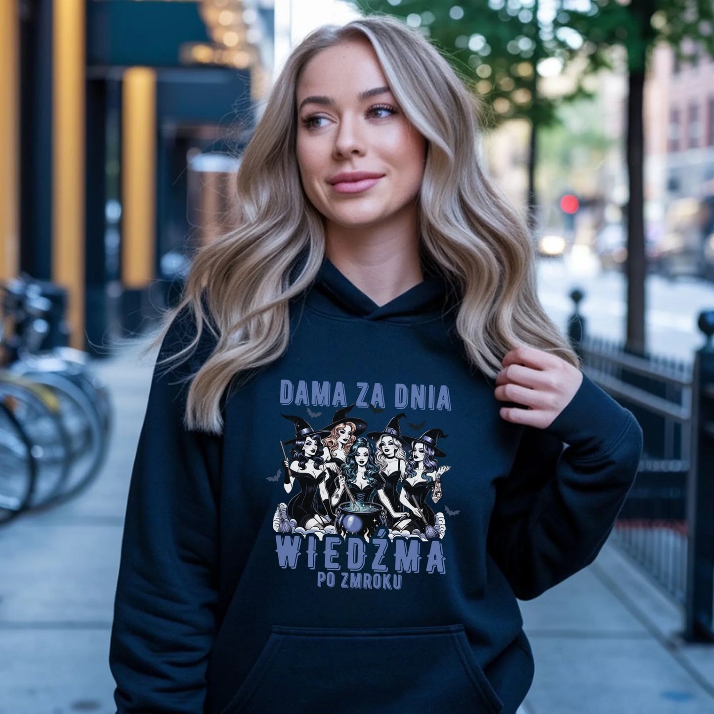 Bluza damska z kapturem - Dama za dnia wiedźma po zmroku HL16 - StoryCups.pl