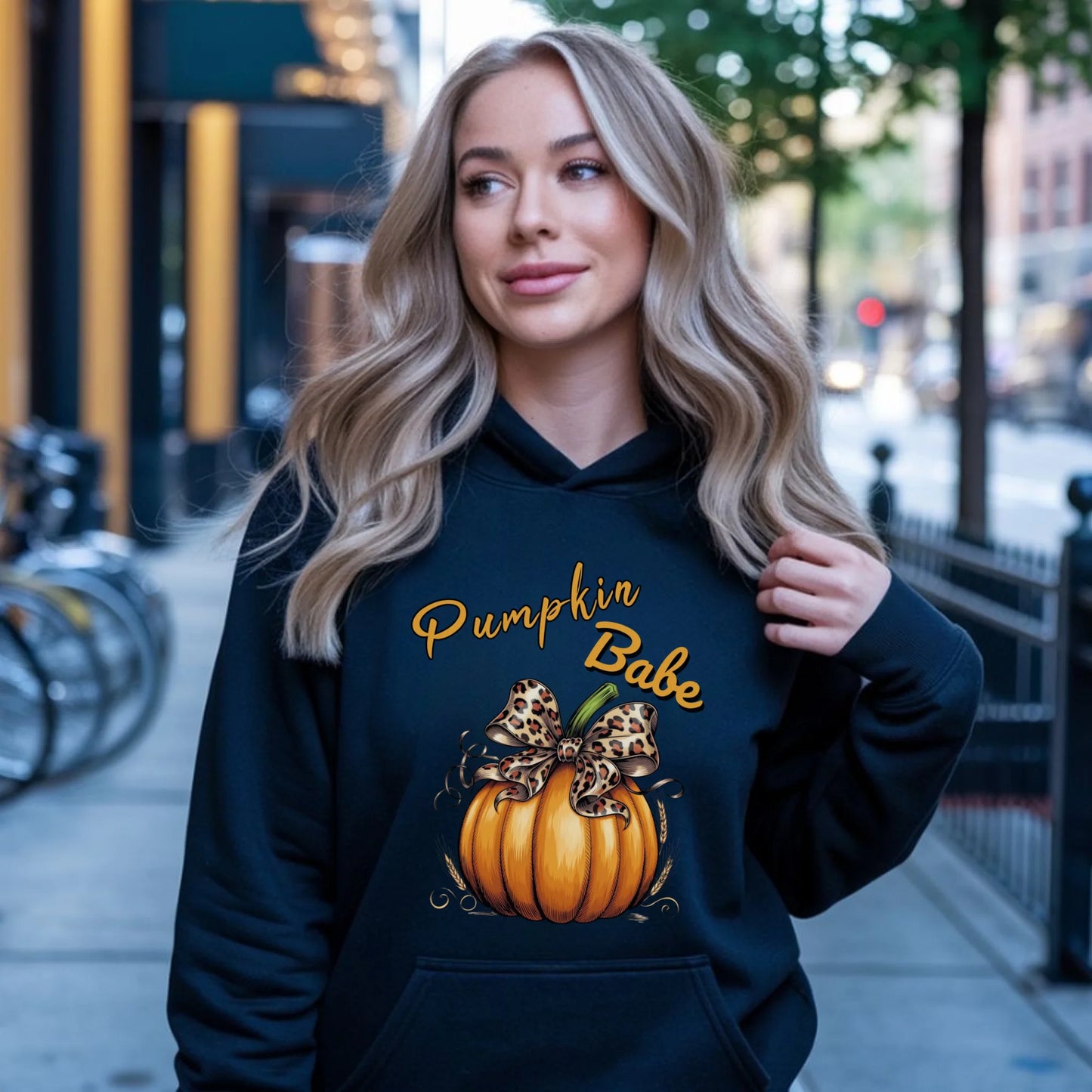Bluza damska z kapturem jesienna - Pumpkin Babe - dla miłośniczki dyni JS33