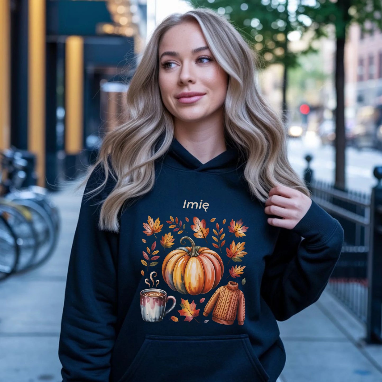 Bluza damska z kapturem jesienna - Złota jesień - personalizowana JS30