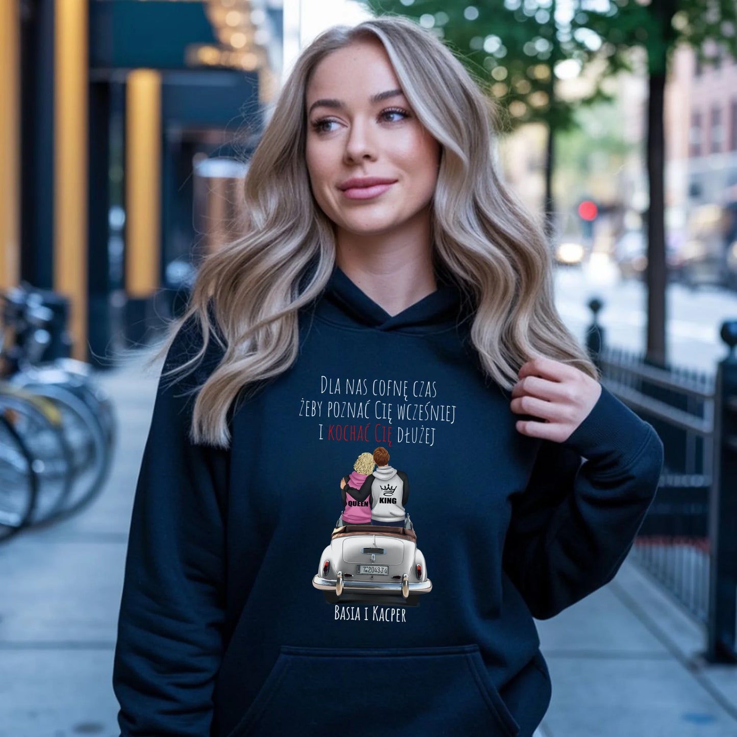 Bluza damska z kapturem dla par - prezent dla dziewczyny - Cofnę czas - personalizowana W08 - StoryCups.pl