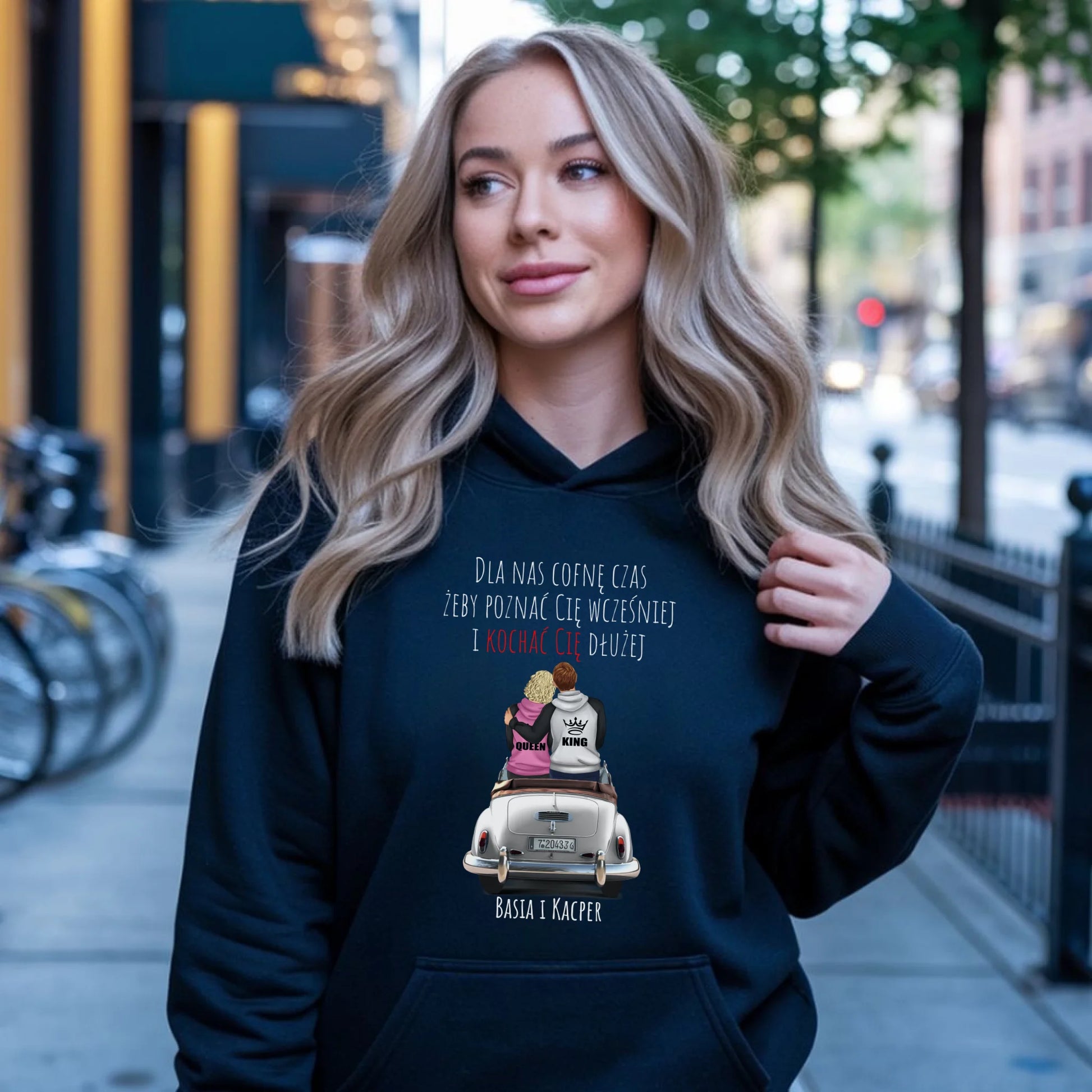 Bluza damska z kapturem dla par - prezent dla dziewczyny - Cofnę czas - personalizowana W08 - StoryCups.pl