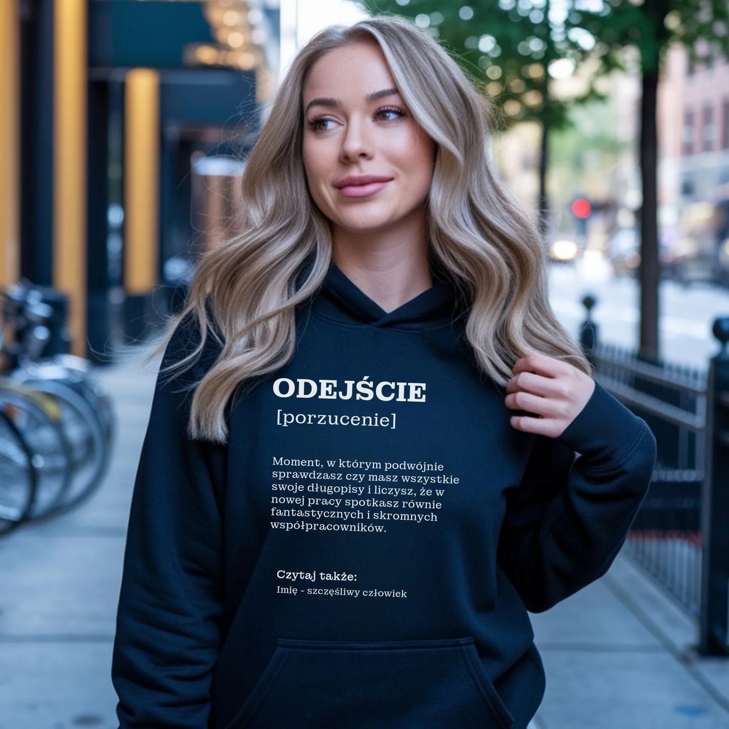 Bluza damska z kapturem - Odejście z pracy [porzucenie] - personalizowana OP01 - StoryCups.pl