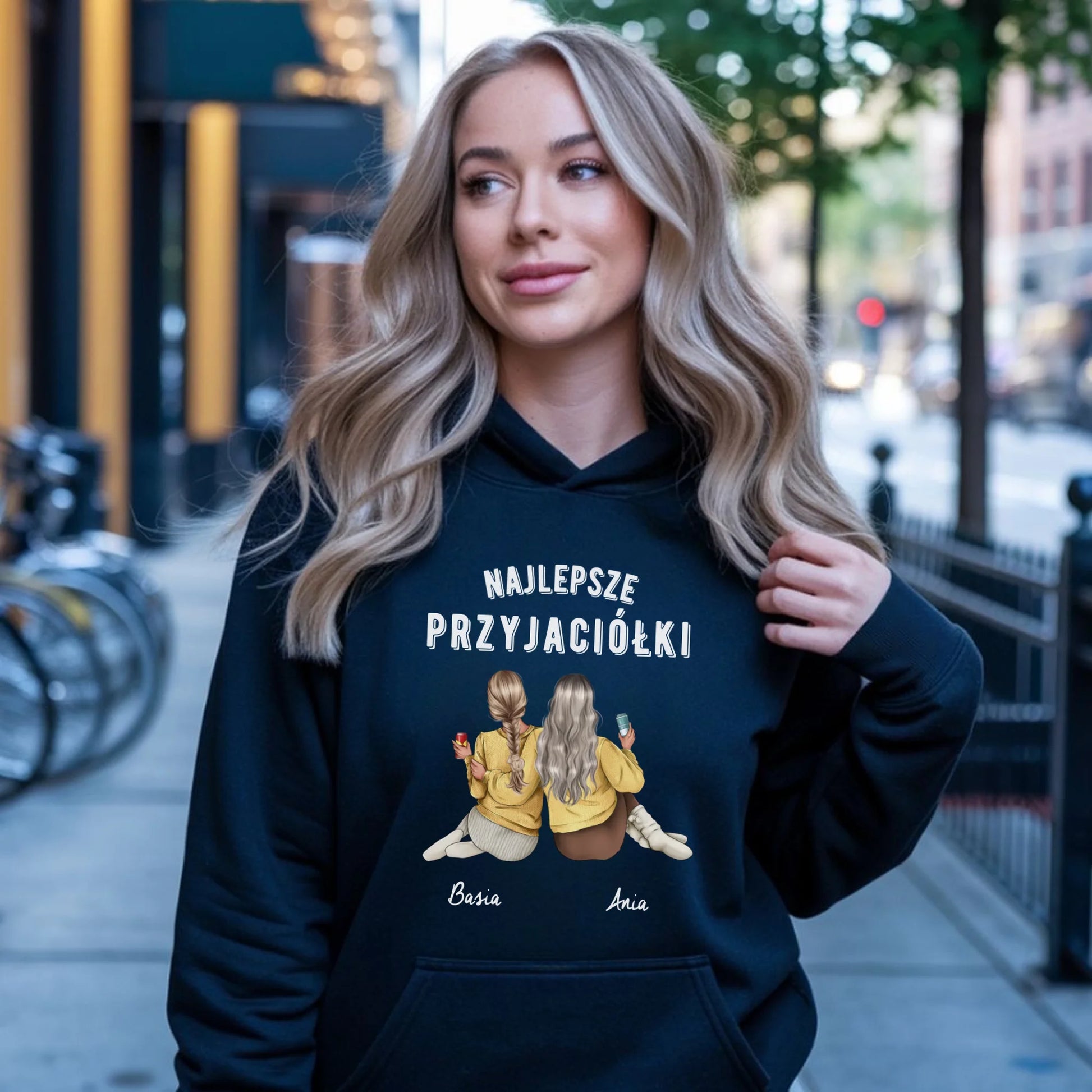 Bluza damska z kapturem - prezent dla przyjaciółek - Najlepsze przyjaciółki 2-4 osób - personalizowana PR01 - StoryCups.pl