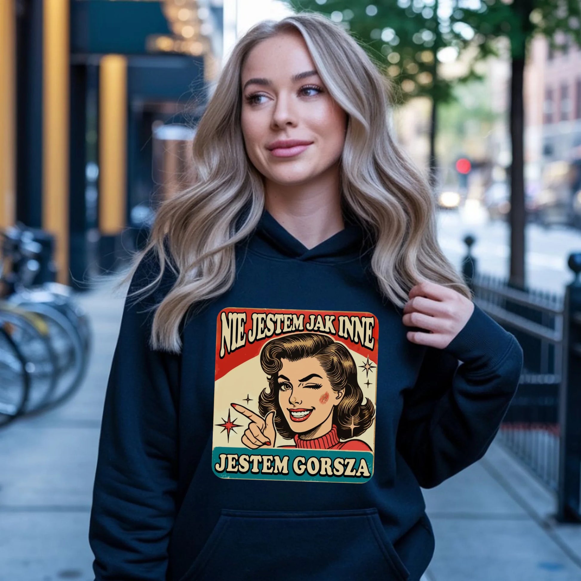 Bluza damska z kapturem - Nie jestem jak inne, jestem gorsza - w stylu retro DZ07 - StoryCups.pl